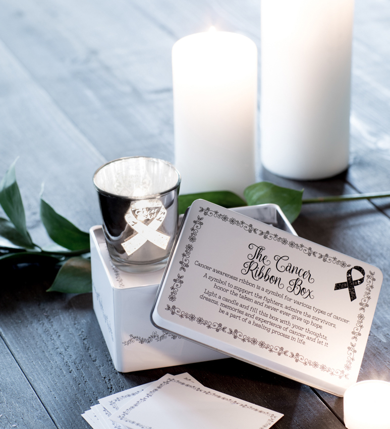 Cancer Ribbon Box från Majas lyktor säljs till förmån för Barncancerfonden